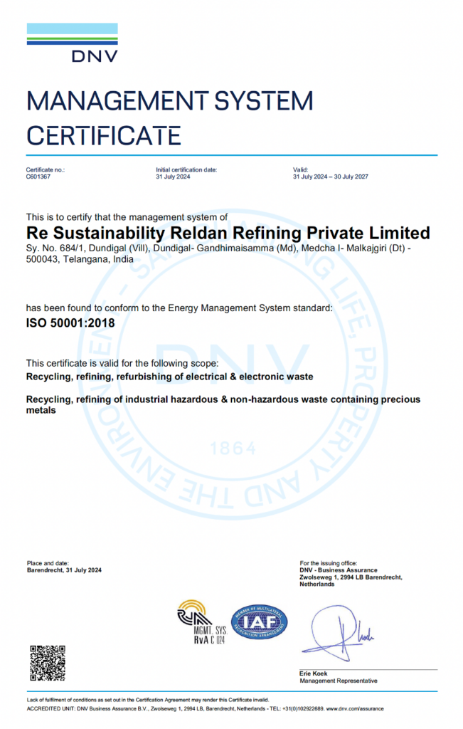 DNV ISO 50001:2018, Re Sustainability Reldan Refining Private Limited