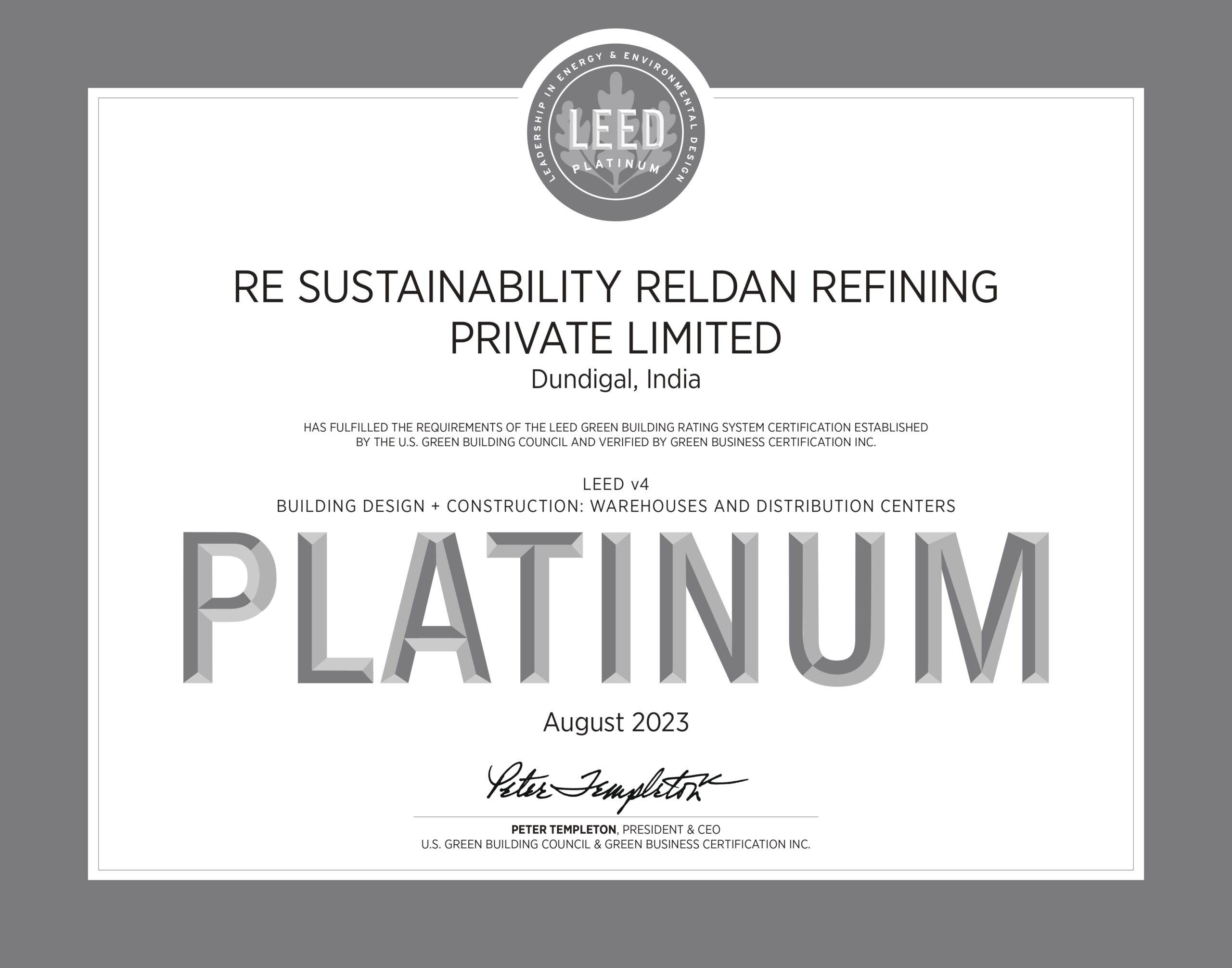 Leed platinum certified